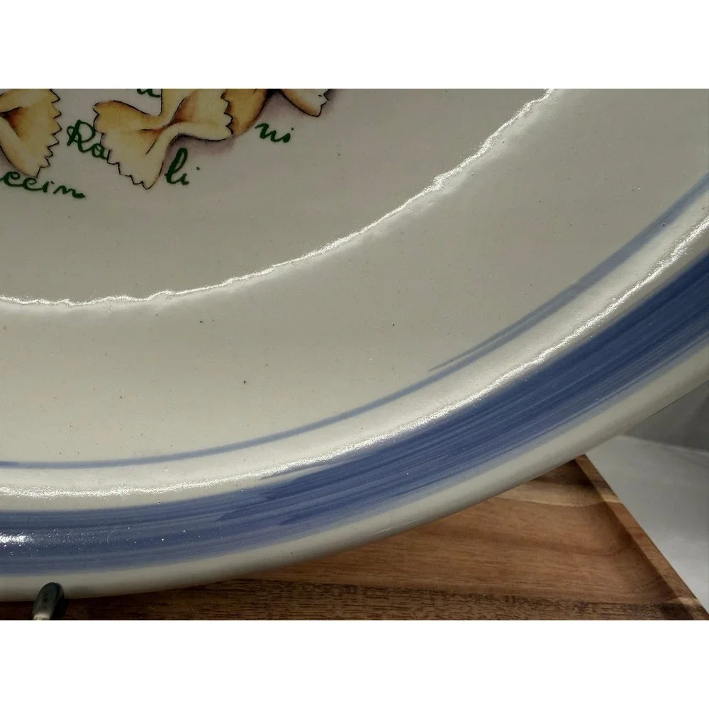 Vintage Italian Ceramic La Pasta Serving Bowl‎ Made in Italy Blue White 12 Inch
